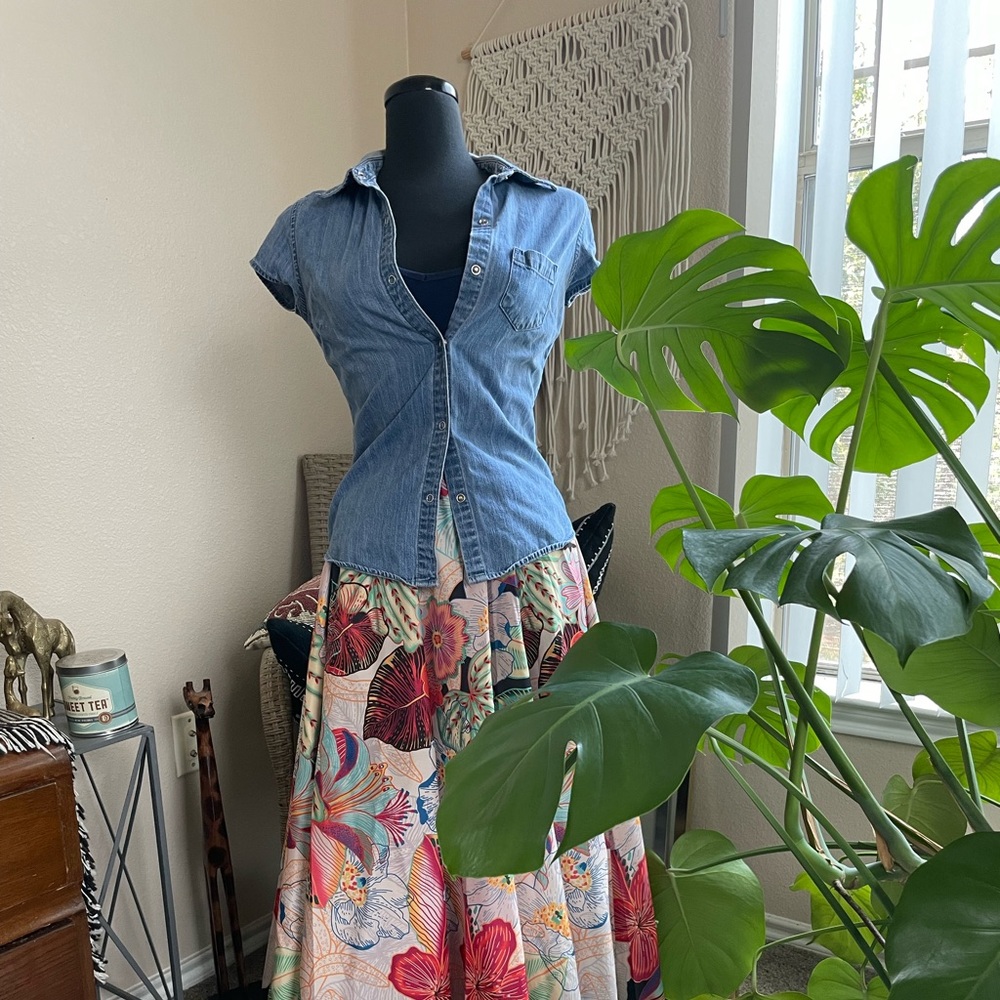 Christian Siriano Tropical Print Maxi Skirt